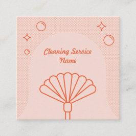 Reinig roze en Oranje schoonmaakservice Vierkante Visitekaartje