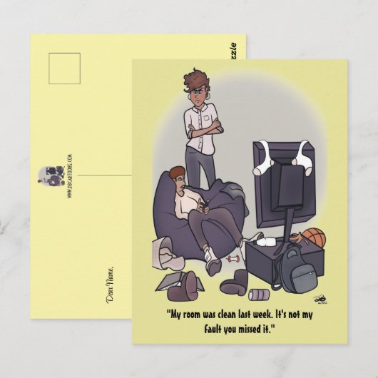 Reinig uw kamer Briefkaart (Voorkant / Achterkant)