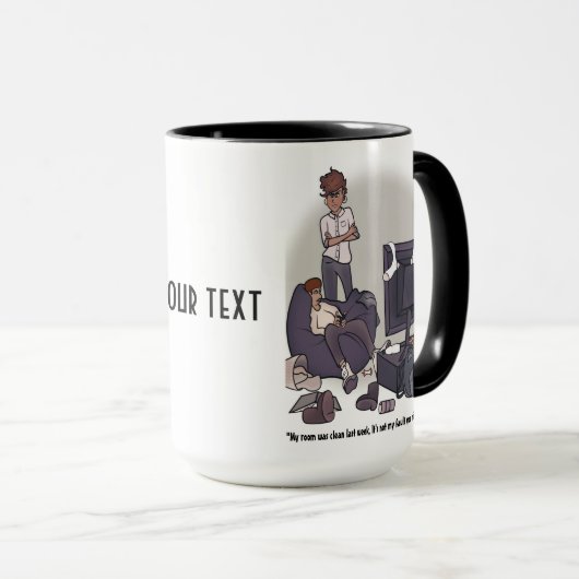 Reinig uw kamer Mok 15 oz (Voorkant rechts)