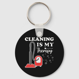 Reiniging is een therapie met een portier schoonma sleutelhanger