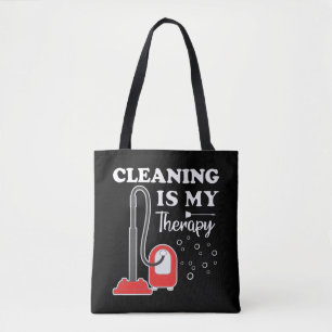 Reiniging is een therapie met een portier schoonma tote bag