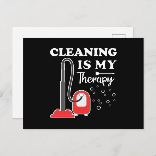 Reiniging is een therapie met een portier schoonma uitnodiging briefkaart (Voorkant / Achterkant)