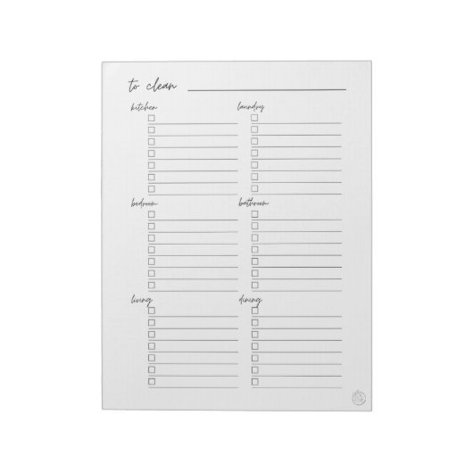 Reiniging Te doen lijst per kamer Notitieblok (Linkerzijde)