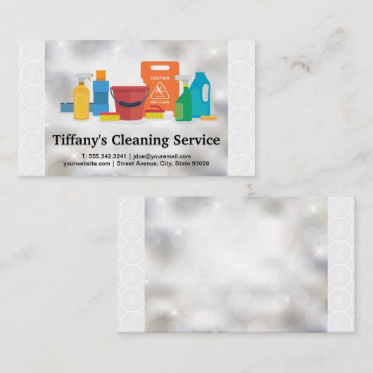Reiniging van benodigdheden | Tegels en Sparkle Visitekaartje (Voorkant / Achterkant)