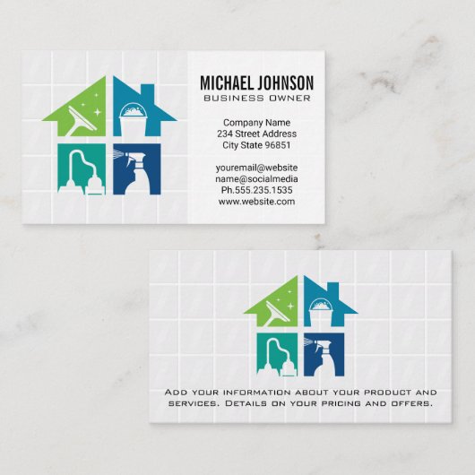 Reiniging van huizen | Badkamer Tegels Visitekaartje (Voorkant / Achterkant)