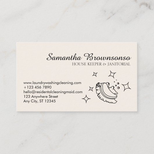 Reiniging van Ivory Modern Bubble Housekeeper Wass Visitekaartje (Achterkant)