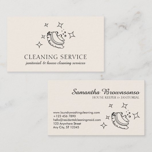 Reiniging van Ivory Modern Bubble Housekeeper Wass Visitekaartje (Voorkant / Achterkant)