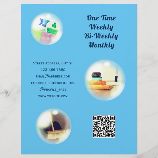 Reiniging van lichtblauwe luchtbellen flyer (Achterkant)