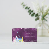 Reiniging van paars zilverglitterstof QR Visitekaartje (Staand voorkant)