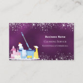 Reiniging van paars zilverglitterstof QR Visitekaartje (Voorkant)