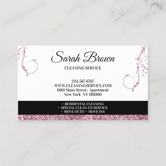 Reiniging van zgn. Janitorial mousserende roze Visitekaartje (Achterkant)