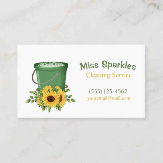 Reiniging van zonnebloemen en bakkerijen visitekaartje (Voorkant)