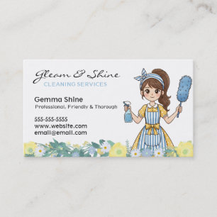 Reiniging Visitekaartjes - Bloemen Cartoon Cleaner