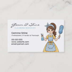 Reiniging Visitekaartjes - Brunette Cartoon Cleane