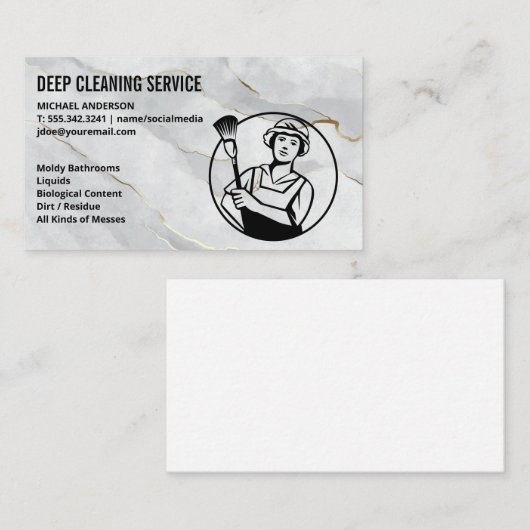 Reinigings Spray | Dienstmeid Schoonmaker Logo Visitekaartje (Voorkant / Achterkant)