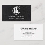 Reinigings Spray en Rubber | Zwart Leer Visitekaartje (Voorkant / Achterkant)