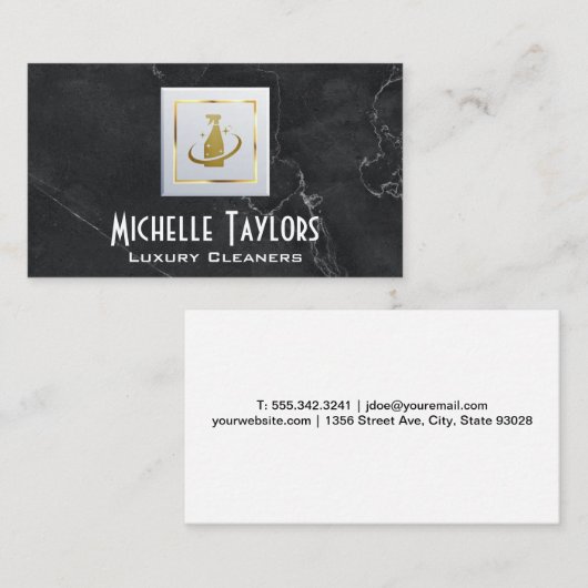 Reinigings Spray Logo | Marmer Visitekaartje (Voorkant / Achterkant)
