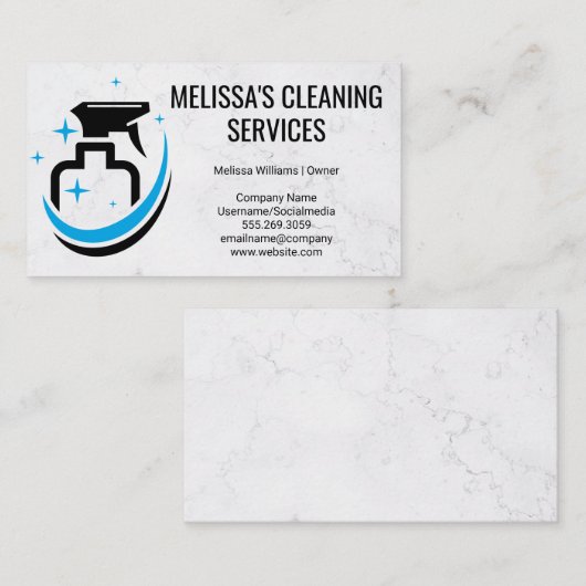Reinigings Spray Logo | Marmeren Achtergrond Visitekaartje (Voorkant / Achterkant)