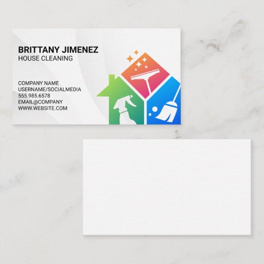 Reinigings Spray, Zwabber, Vegen Visitekaartje (Voorkant / Achterkant)