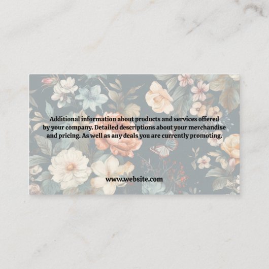 Reinigingsapparaat | Elegant Floral Pattern Visitekaartje (Achterkant)