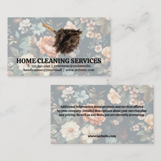 Reinigingsapparaat | Elegant Floral Pattern Visitekaartje (Voorkant / Achterkant)