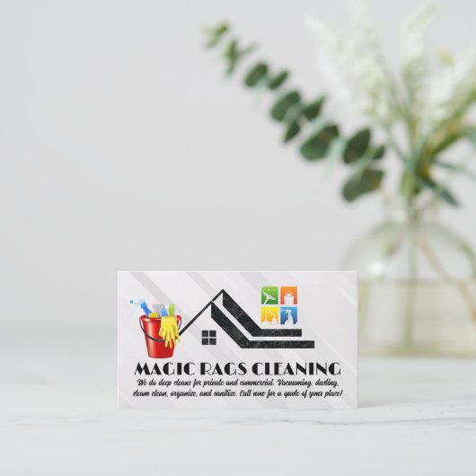 Reinigingsbenodigdheden en -diensten visitekaartje (Staand voorkant)