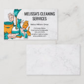 Reinigingsbenodigdheden en -gereedschap visitekaartje (Voorkant / Achterkant)