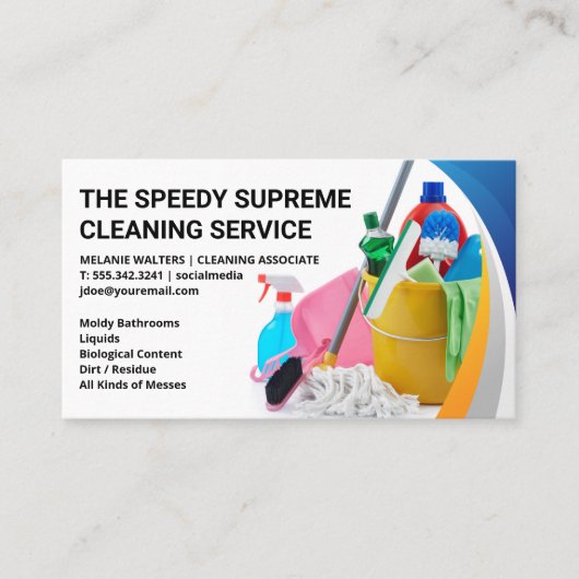 Reinigingsbenodigdheden en -gereedschappen | Postd Visitekaartje (Voorkant)