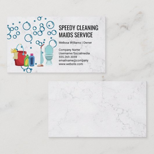 Reinigingsbenodigdheden | Gereedschappen voor rein Visitekaartje (Voorkant / Achterkant)
