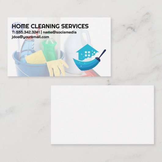 Reinigingsbenodigdheden | Huisreiniger Logo Visitekaartje (Voorkant / Achterkant)