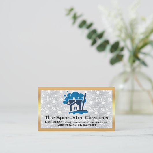 Reinigingsbenodigdheden in emmer | Home-service Visitekaartje (Staand voorkant)