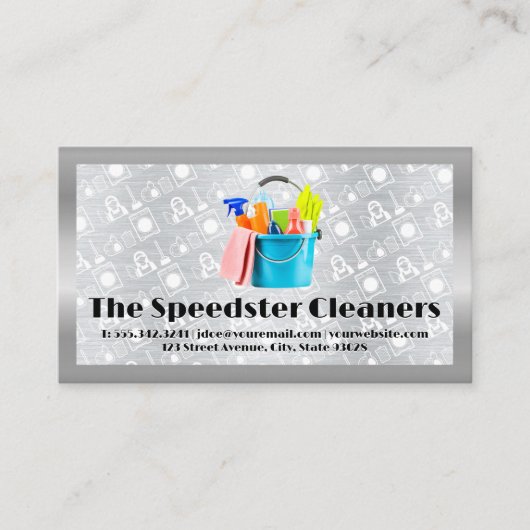 Reinigingsbenodigdheden in emmer | Servicepatroon Visitekaartje (Voorkant)