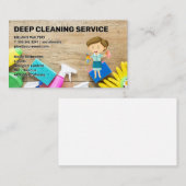 Reinigingsbenodigdheden op tabel | Maid Lady Visitekaartje (Voorkant / Achterkant)