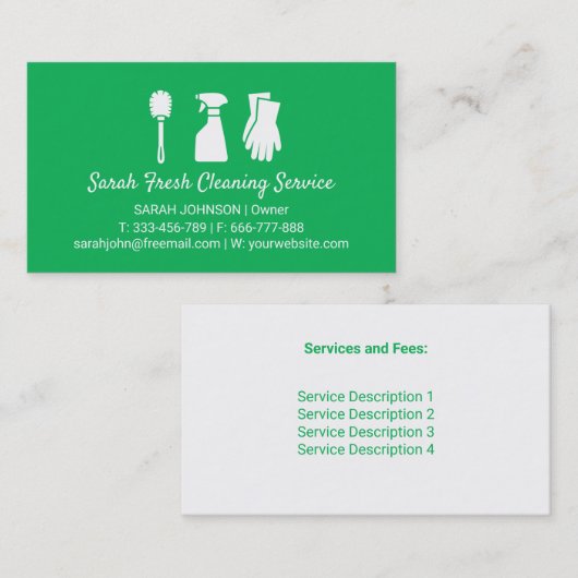 Reinigingsbenodigdheden Silhouettes Reinigingsserv Visitekaartje (Voorkant / Achterkant)