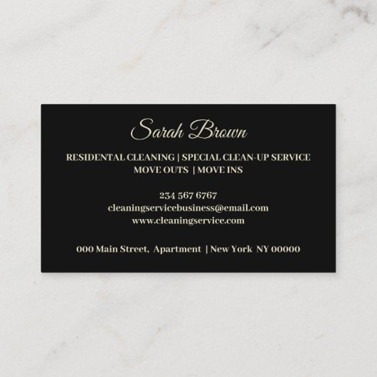 Reinigingsdienst Janitorial gold sparkle girly Visitekaartje (Achterkant)