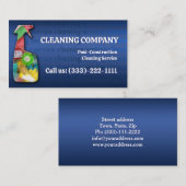 Reinigingsdienst na de bouw donkerblauw visitekaartje (Voorkant / Achterkant)