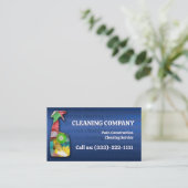 Reinigingsdienst na de bouw donkerblauw visitekaartje (Staand voorkant)