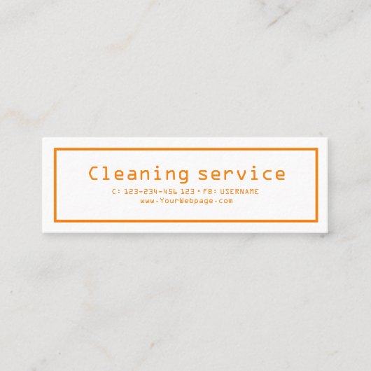 Reinigingsdienst retro mini visitekaartje (Voorkant)