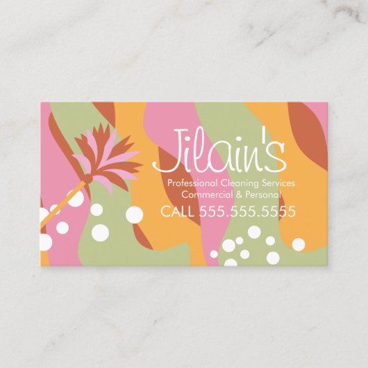Reinigingsdiensten Duster Groovy Visitekaartje (Voorkant)