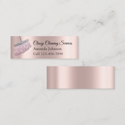 Reinigingsdiensten Houder Roos Gold Glitter Mini Visitekaartje (Voorkant / Achterkant)