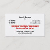 Reinigingsdiensten industriële commerciële PERSONA Visitekaartje (Achterkant)