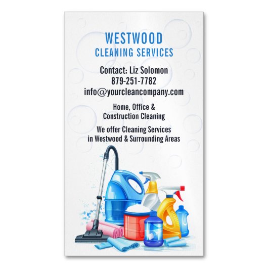 Reinigingsdiensten Magnetisch Visitekaartje (Voorkant Verticaal)
