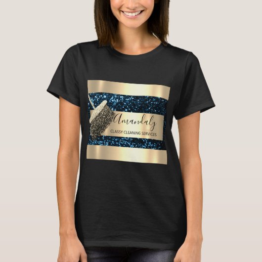 Reinigingsdiensten Maid House Keeping Gold Navy T-shirt (Voorkant)