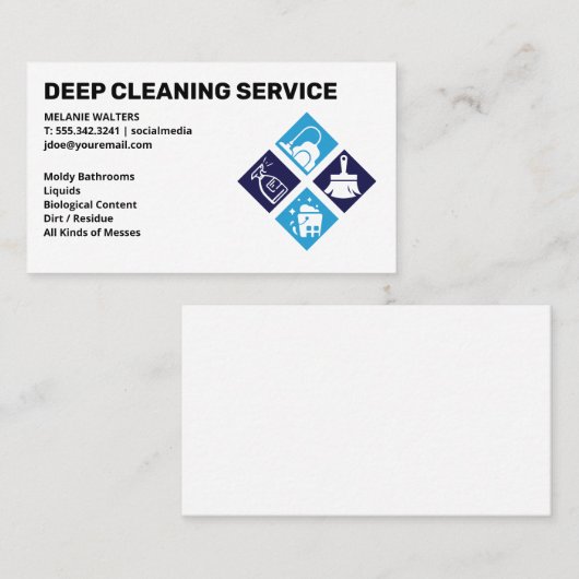 Reinigingsdiensten | Maid Icons Services Visitekaartje (Voorkant / Achterkant)