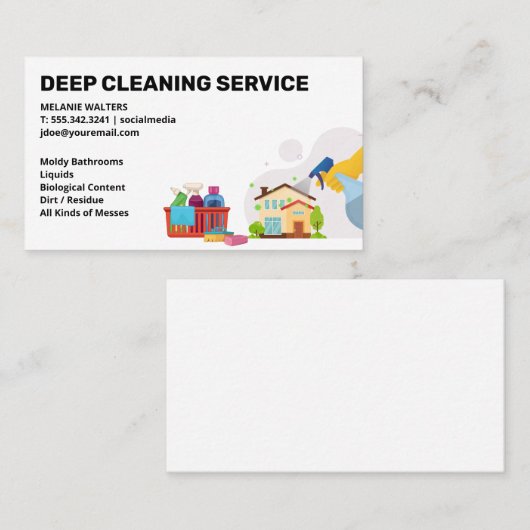 Reinigingsdiensten | Maid Spray | Schone producten Visitekaartje (Voorkant / Achterkant)