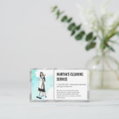 Reinigingsdiensten | Maid with Broom Visitekaartje (Staand voorkant)