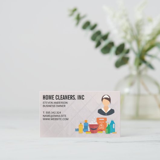 Reinigingsdiensten | Maïde Logo Visitekaartje (Staand voorkant)