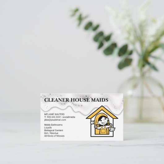 Reinigingsdiensten | Maïde Logo Visitekaartje (Staand voorkant)