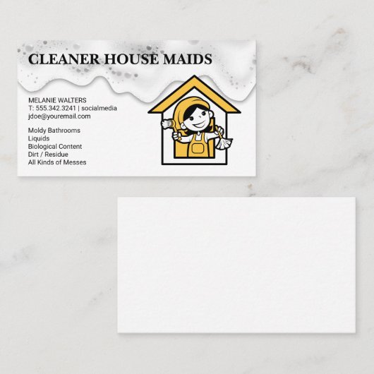 Reinigingsdiensten | Maïde Logo Visitekaartje (Voorkant / Achterkant)