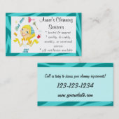 Reinigingsdiensten maïde visitekaartje blauw (Voorkant / Achterkant)